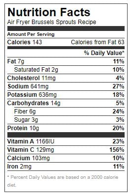 Nutrition facts - AIR FRYER BRUSSELS SPROUTS