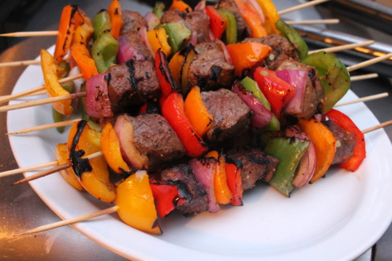 serve steak kabobs and enjoy right away