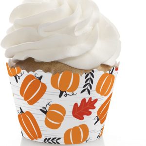 Big Dot of Happiness Fall Pumpkin Cupcake Wrappers
