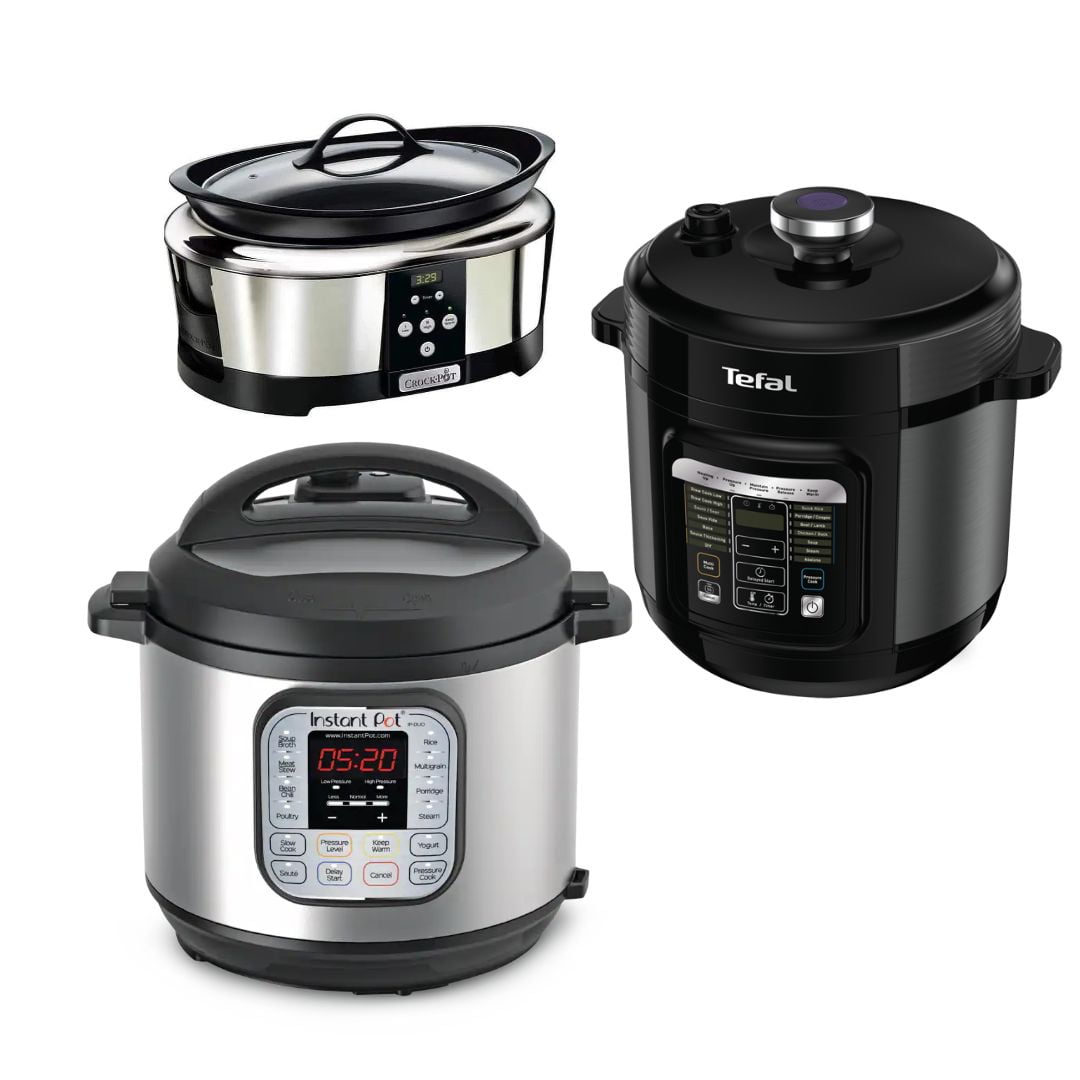 Comparison of an Instant Pot, a Pressure Cooker, a Slow Cooker, and a Crockpot