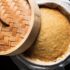 Steaming dumplings in bamboo steamer